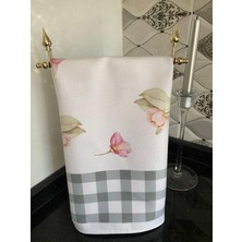 Lilies Atelier Mackenzie Model Gri Damalı Gül Desen Mutfak Havlusu Luxury Dekor Kurulama Bezi