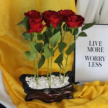 Moryconcept Saksı Özel Model Rose Gölgeli Güller 6 Adet Kırmızı Yapay