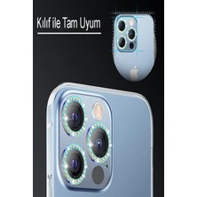 Caseart Apple iPhone 14 Taşlı Tasarım Temperli Cam Kamera Lens Koruyucu - Siyah