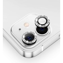 Caseart Apple iPhone 12 Mini Taşlı Tasarım Temperli Cam Kamera Lens Koruyucu - Siyah
