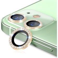 Caseart Apple iPhone 12 Mini Taşlı Tasarım Temperli Cam Kamera Lens Koruyucu - Gold
