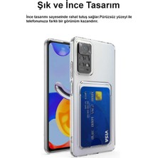 Caseart Xiaomi Redmi Note 11 Global Kapak Kamera Korumalı Kartlıklı Şeffaf Silikon Kılıf