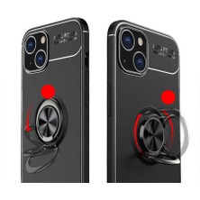 Case 4U iPhone 14 Max Kılıf Autofocus Shockprof Ravel Yüzüklü Standlı Slikon Kapak Siyah