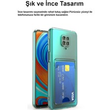 Kzy Xiaomi Redmi Note 9s Kapak Kamera Korumalı Kartlıklı Şeffaf Silikon Kılıf