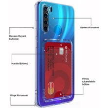 Kzy Xiaomi Redmi Note 8 Kapak Kamera Korumalı Kartlıklı Şeffaf Silikon Kılıf