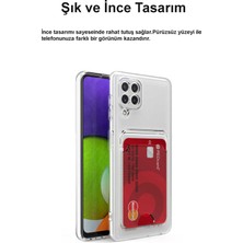 Case World Caseworld Samsung Galaxy M12 Kapak Kamera Korumalı Kartlıklı Şeffaf Silikon Kılıf