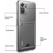 Case World Caseworld Xiaomi Redmi Note 10 Kapak Kamera Korumalı Kartlıklı Şeffaf Silikon Kılıf