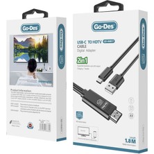 Go-Des Go Des GD-HM817 4K UHD Destekli HDMI Kablo Ses ve Görüntü Aktarıcı 1.8 Metre