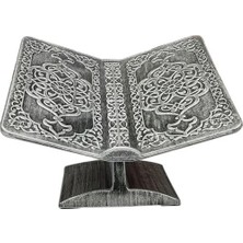 Berat Dergah Rahle - Masa Üstü Plastik Desenli Rahle - Gümüş Renk - 2 Adet