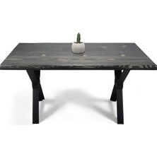 Entema Doğal Ağaç Masif Kütük Masa Yemek Masası (Metal Ayak) 90CM x 180CM