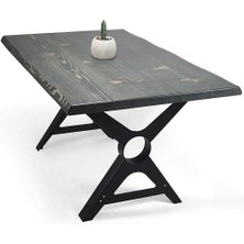 Entema Doğal Ağaç Masif Kütük Masa Yemek Masası (Metal Ayak) 90CM x 200CM