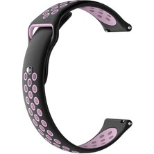 Markacase Samsung Gear Sport Uyumlu Pimli Delikli Spor Silikon Kordon Siyah Pembe
