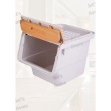 Jet’s Home Tekli Bambu Jumbo Boy Organizer Kutu Tekerlekli Patateslik Soğanlık Sepet 33 Lt