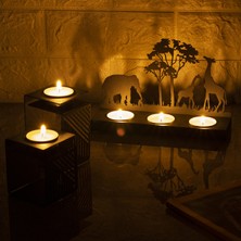 Vinyet Mumluk Safari Ferforje Desen Dekoratif  3'lü Set Küp Metal Mumluk
