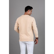 Slimfit Baskılı Sıfır Yaka Uzun Kol Erkek Sweatshirt