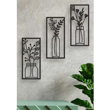Home Trend Saksı Çiçek 3’lü Dekoratif Ahşap Tablo