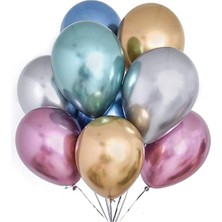 Rönesans Parti Krom Balon Metalik Parlak Karışık 20 Adet