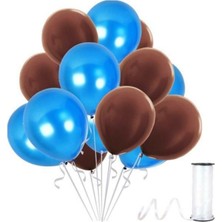 Rönesans Parti Kahverengi Koyu Mavi Metalik Balon 50 Adet