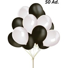 Rönesans Parti 50 Adet Metalik Balon (Siyah - Beyaz Karışık)