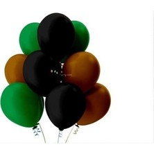 Rönesans Parti Açık Yeşil-Kahverengi-Siyah Pastel Soft Balon 50 Adet + 5 Metre Balon Zinciri