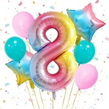 Rönesans Parti Gökkuşağı Folyo Balon Seti 8 Yaş