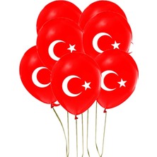 Rönesans Parti 20 Adet Türk Bayraklı Kırmızı Baskılı Balon 23 Nisan - 29 Ekim Süslemesi