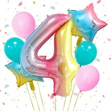 Rönesans Parti Gökkuşağı Folyo Balon Seti 4 Yaş