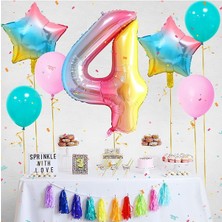 Rönesans Parti Gökkuşağı Folyo Balon Seti 4 Yaş