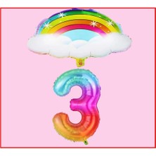 Rönesans Parti Bulutlu Gökkuşağı Temalı 3 Yaş Doğum Günü Parti Seti