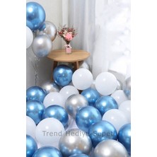 Rönesans Parti Krom Pembe - Mavi ve Pastel Beyaz Renk Balon 20 Adet