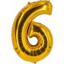 Rönesans Parti 6 Yaş 40 Inç 100 cm Gold Büyük Rakam Folyo Balon