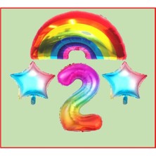 Rönesans Parti Gökkuşağı Yıldız Temalı 2 Yaş Doğum Günü Parti Seti