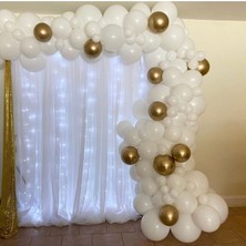 Rönesans Parti Krom Gold Pastel Beyaz Balon Zinciri 100 Adet + 5 Metre Balon Zinciri