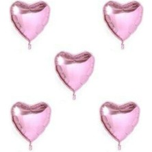 Rönesans Parti Pembe Kalp Folyo Balon 45 cm - 5 Adet