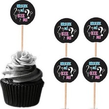 Rönesans Parti 20 Adet Cinsiyet Belirleme, Öğrenme Partisi Cupcake Pasta Kürdanı