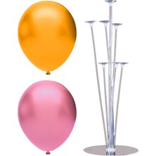 Rönesans Parti 7 Çubuklu Balon Standı + 40 Adet Balon ( Turuncu, Pembe )