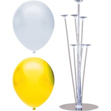 Rönesans Parti 7 Çubuklu Balon Standı + 7 Adet Balon ( Sarı - Beyaz )