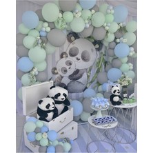 Rönesans Parti Pastel Gri-Mavi-Mint Yeşili Balon 100 Adet + 5 Mt. Balon Zinciri