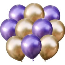 Rönesans Parti Altın-Mor Krom Balon 50 Adet