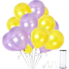 Rönesans Parti Lila-Sarı Metalik Balon 70 Adet+ 5 mt Balon Zinciri