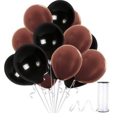 Rönesans Parti Kahverengi - Siyah Metalik Balon 15 Adet