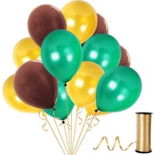 Rönesans Parti Kahverengi - Koyu Yeşil - Gold Metalik Balon 25 Adet