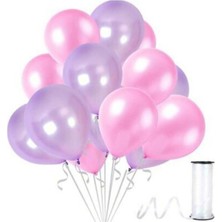 Rönesans Parti Pembe Lila Metalik Balon 30 Adet