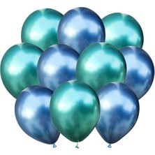 Rönesans Parti Mavi-Yeşil Krom Balon 30 Adet