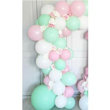 Rönesans Parti Pastel Balon Zinciri Mint Yeşili Pembe Beyaz 70 Adet + 5 mt Balon Zinciri