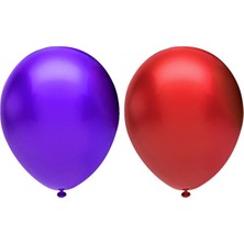Rönesans Parti Metalik Balon Seti 20 Adet ( Kırmızı, Mor)