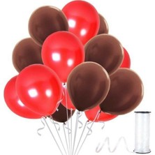Rönesans Parti Kahverengi Kırmızı Metalik Balon 50 Adet