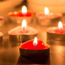 Rönesans Parti Kırmızı Kalpli Tealight 50'li Mum Masa, Yer Süsleme Organizasyon