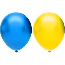 Rönesans Parti Metalik Balon Seti 100 Adet ( Koyu Mavi, Sarı)