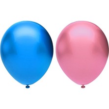 Rönesans Parti Metalik Balon Seti 100 Adet ( Koyu Mavi, Pembe